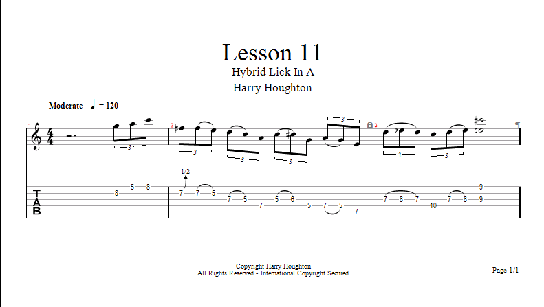 lesson 11 - hybrid lick in a - page 1