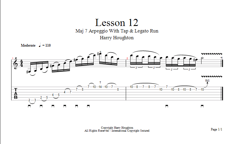 lesson 12 - maj 7 arps with tap and legato - page 1