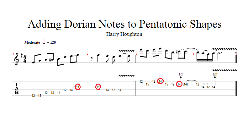 lesson 2 adding dorian notes to pentatonic shapes